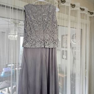 Gray sparkle top and jacket gown